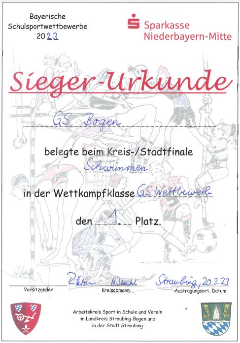 Urkunde Schwimmen