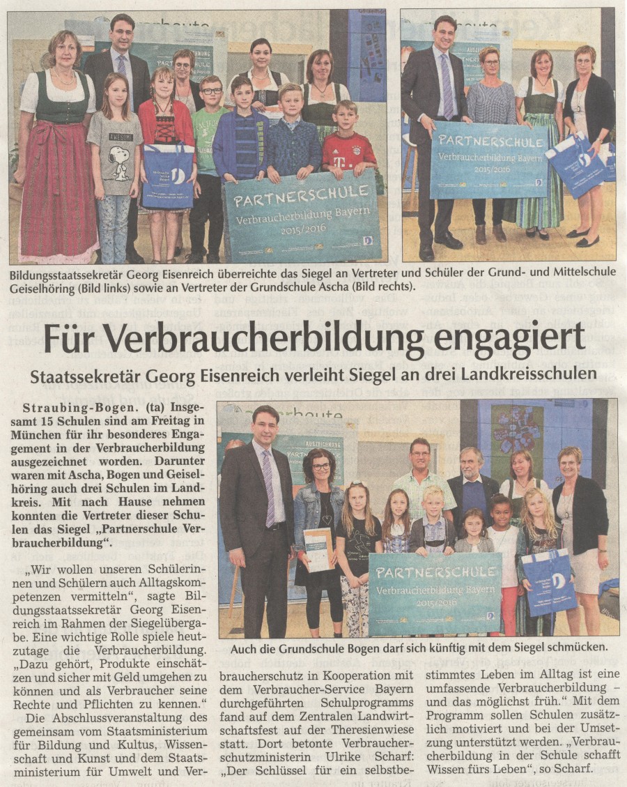 Partnerschule Verbraucherbildung 2016